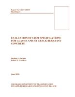Evaluation of CDOT specifications for class H and HT crack resistant concrete