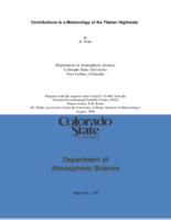 Contributions to a meteorology of the Tibetan highlands