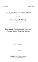 Information concerning the Colorado carriage horse breeding station