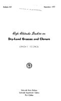 High-altitude studies on dry-land grasses and clovers
