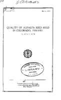 Quality of alfalfa seed sold in Colorado, 1930-1931