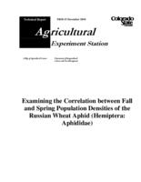 Examining the correlation between fall and spring population densities of the Russian wheat aphid, hemiptera: aphididae