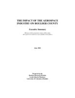 The impact of the aerospace industry on Boulder County : executive summary