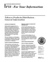 Tobacco products distributors general information