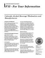 Colorado alcohol beverage wholesalers and manufacturers
